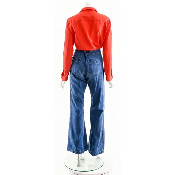 Red Tuxedo Long Sleeve Blouse - Picture 8 of 10